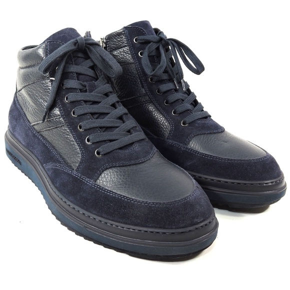 ALBERTO CICCIOLI 🇮🇹 MEN'S NAVY BLUE SOFT LEATHER COMFORT WINTER ANKLE BOOTIE - Picture 2 of 7